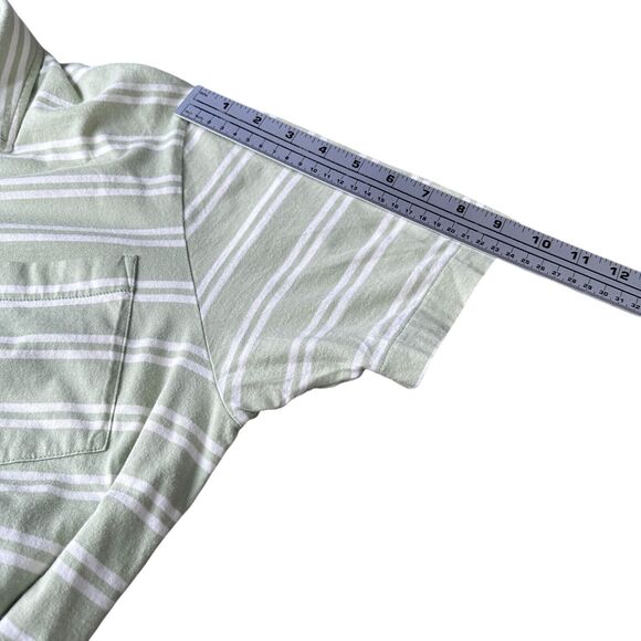 Patagonia Polo Shirt Men’s Medium Green White Striped Short Sleeve Regular Fit - Picture 10 of 11